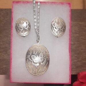 Silver Butterfly Jewelry Set
